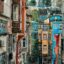 Colorful Ottoman-style buildings in a narrow alleyway of Istanbul’s Balat district, a popular sightseeing stop for travelers heading from SAW Airport to Sultanahmet.