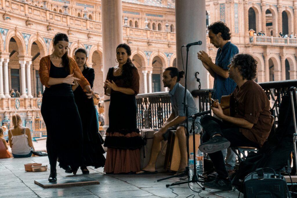 A flamenco street performance in Seville