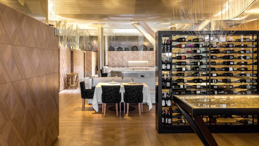 Wine display in lasarte barcelona restaurant