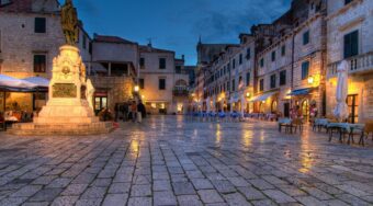 Lit up streets of the Old Town in Dubrovnik.
