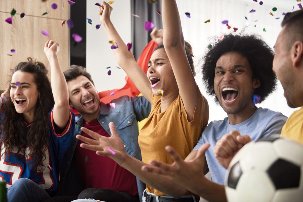 Football world cup fans celebrating the victory of their team