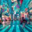 Neon-lit streets of Akihabara Electric Town in Tokyo, Japan, with vibrant signage and futuristic architecture, a top destination for travelers booking a Tokyo airport taxi.